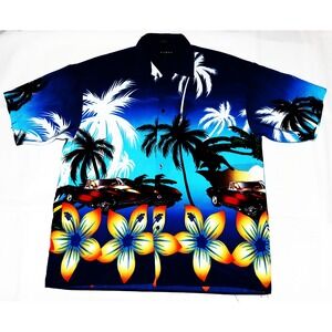 Koman Sport Men's Short Sleeve Button Front Hawaiian Tropical Shirt Size‎ XL